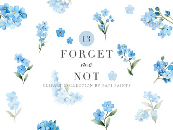 Download Forget Me Not Digital Clipart Set - Digital clipart set Collection