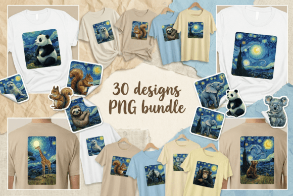 Download Starry Night Animal Art PNG Bundle - Animal art Collection