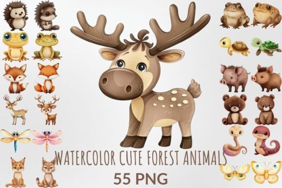 Download Watercolor Cute Forest Animals for Kids - Cute forest animals Collection