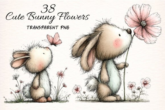 Download Cute Bunny Flowers Clipart - Cute bunny Collection