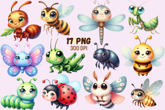 Download Cute Insects Watercolor Clipart for Kids - Clipart for kids Collection