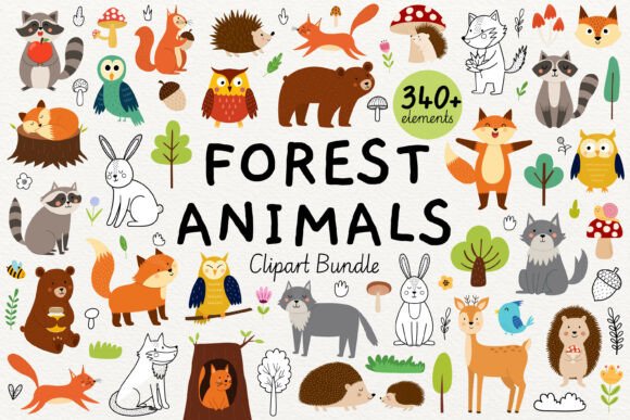 Download Cute Forest Animals Clipart Big Collecti - Premium Bundle
