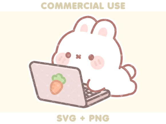 Download Cute Bunny Using a Laptop - Cute bunny Collection