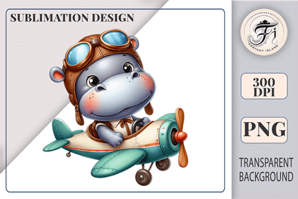 Download Cute Hippo Pilot Sublimation Clipart PNG - Premium Resources