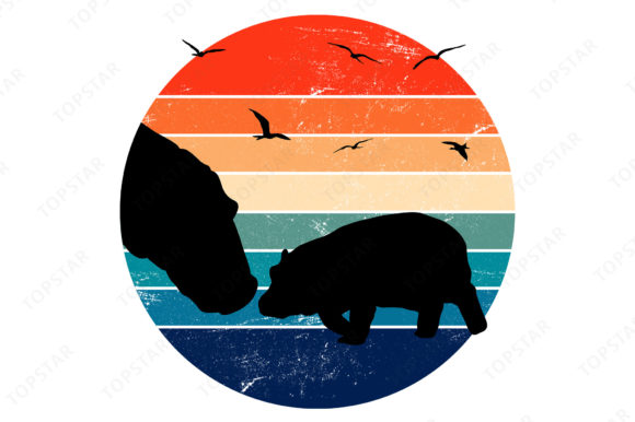 Download Mom and Baby Hippo Animal Silhouette - Hippo Collection