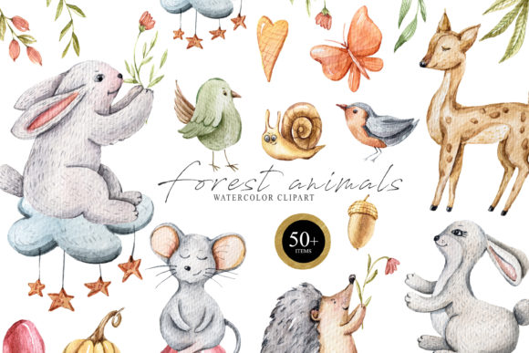 Download Watercolor Cute Forest Animals Clipart- - Premium Resources