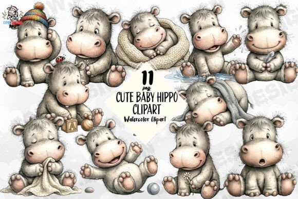 Download Cute Baby Hippo Clipart PNG - Hippo Collection