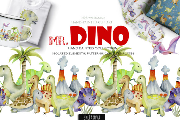 Download Mr. Dino Watercolor Clipart for Kids - Clipart for kids Collection