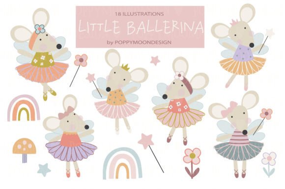 Download Dainty Ballet Mice: Digital Clipart Set - Digital clipart set Collection