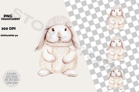 Download Cute Bunny in Sweater and Hat Clipart - Cute bunny Collection