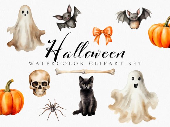 Download Watercolor Halloween Digital Clipart Set - Digital clipart set Collection