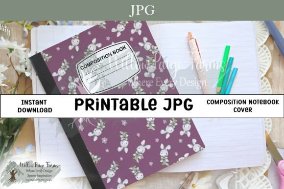 Download Cute Bunny Composition Notebook Cover - Cute bunny Collection